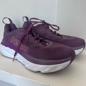 Hoka One One Women's Purple Athletic Running Shoes with Orange Logo